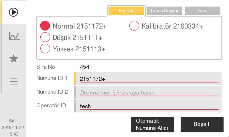 5. Kalite Kontrol Kontrol Numunesini Analiz Etme Şekil 63: Kontrolü Seçin Şekil 64: Kontrol Sonuçları 3 Barkodu girin Kontrol flakonundaki barkodu tarayın ya da istenen lot numarası ve kontrol