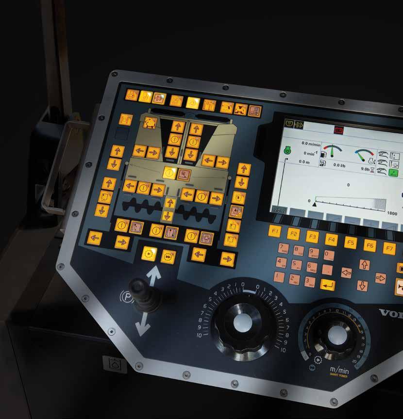Kolay kullanım için EPM II kontrol paneli Volvo nun kullanımı kolay EPM II (Electronic Paving Management, Elektronik Asfalt Serici Yönetimi) kontrol paneli, entegre renkli ekranıyla, operatörün,