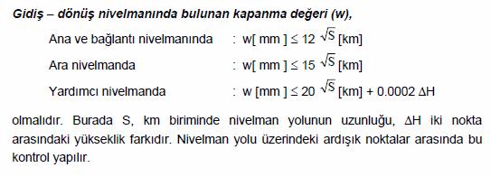 Nivelman Kapanma Hataları Nivelman kapanma hataları, bağlantı nivelmanı, ana ve ara nivelman ağındaki yükseklik farklarının belirlenmesinde, gidiş-dönüş nivelmanı yapılır ve gidiş-dönüş nivelmanıyla