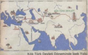 İ. BUĞDAYCI, İ. Ö. BİLDİRİCİ, B. TARMAN 164 Şekil 3.6 Kök Türk Devleti Döneminde İpek Yolu haritası (D2, küçültülmüş) Şekil 3.7 Kök Türk Devleti haritası (D2, küçültülmüş) 3.2. 7.