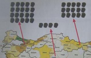 görülür (Şekil 3.11). Resimsel işaretin 10 kişiyi gösterdiği belirtilen haritada Bursa nın nüfusu 200 kişi, Kırşehir in nüfusu ise 40 kişi olarak algılanmaktadır.