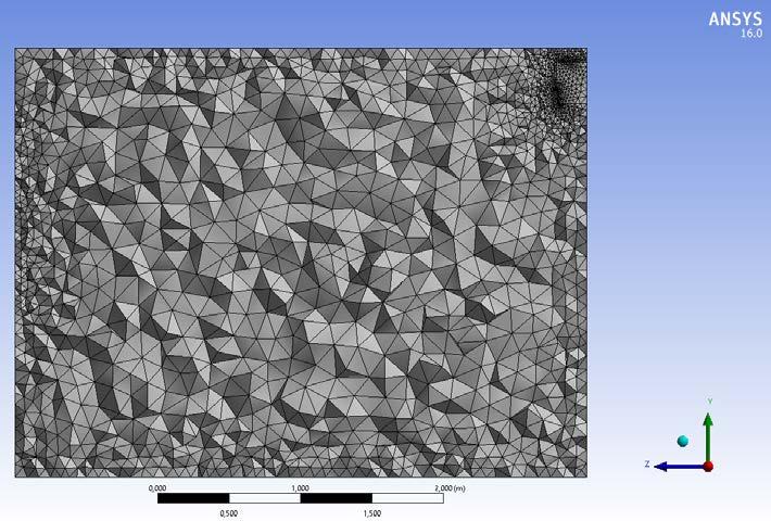 Klima üfleme hızları 0.25, 0.50, 0.75 ve 1 m/s olacak şekilde 4 farklı senaryo denenmiştir. 2.2. Ağ Yapısı Ağ yapısı tetrahedral eleman yapısıyla oluşturulmuştur (Şekil 2).