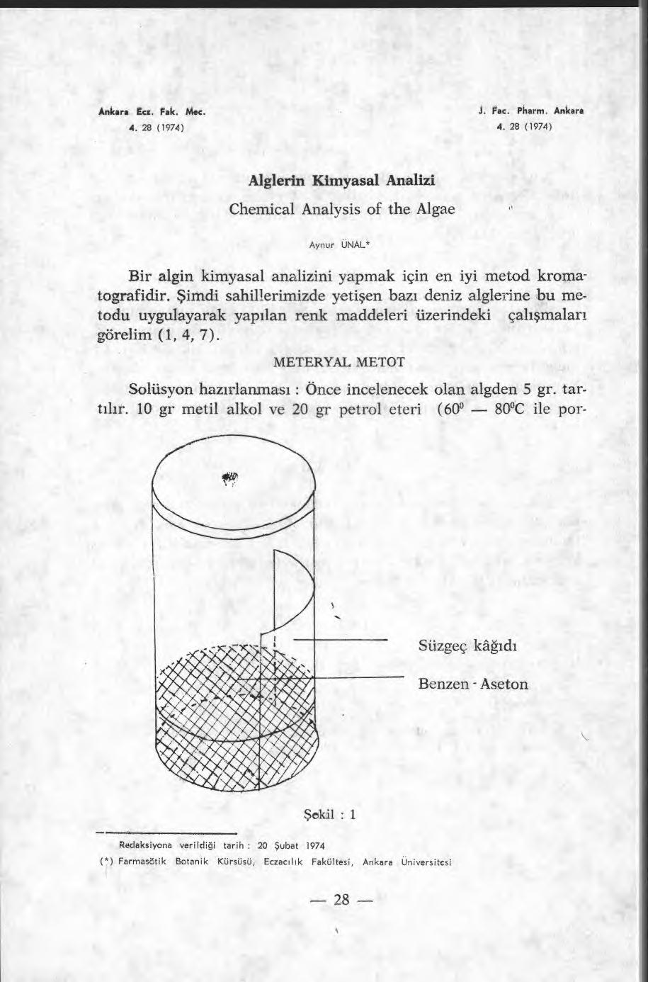 Ankara La. Pak. Mec. J. Pac. Pharm. Ankara 4. 28 (1974) 4.