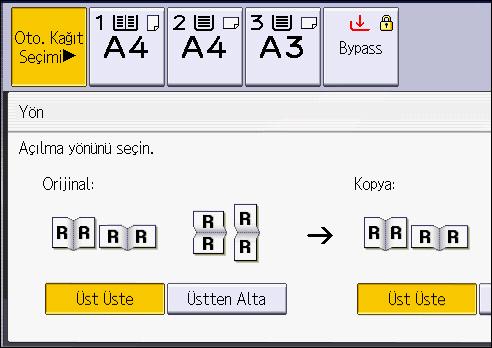 Dubleks Kopyalama Smart Operation Panel'i kullanırken Bu işlevi Kopyalama Uygulaması ve Fotokopi (Klasik) Uygulamasından kullanabilirsiniz.