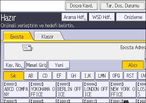 5. Tarama 4. [Dosya Kayd.] öğesine basın. 5. [HDD'ye Kaydet] tuşuna basın. 6. Gerekiyorsa, [Kullanıcı Adı], [Dosya Adı], [Parola] ve [Klasör Seç] gibi kayıtlı dosya bilgilerini belirtin.