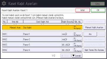 Özel Kağıdı Ortam Tanımlama Birimine Kaydetme DRC135 Smart Operation Panel'i kullanırken 1. Ekranın alt kısmının ortasındaki [Ana] tuşuna basın ( ). 2.