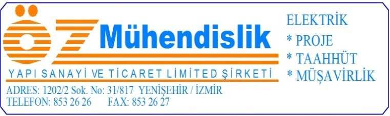 TAAHHÜT İŞLERİMİZ 1- KURUM ADI: VATECH WABAG SU TEKNOLOJİSİ SAN. VE TİC. LTD. ŞTİ. İŞİN ADI: KAVAKLIDERE İÇME SUYU İSTASYONU ENERJİ TEMİNİ VE ENH DEPLASE İŞİN YERİ: BORNOVA/İZMİR İŞİN BAŞLANGICI: 28.