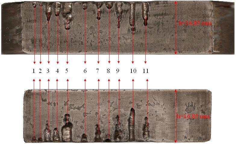 120 Resim 6.1. Ön deneyler sonunda Hadfield çeliğine açılmış delik şekilleri (1-9 ve 11 no lu delikler dönmesiz takımlı işleme, 10 no lu delik döner takımlı işleme) Çizelge 6.1. Hadfield çeliği ön deney işleme parametreleri.