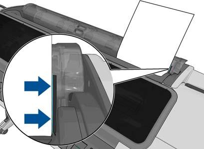 Sayfanın uzunluğu 600 mm den fazlaysa, ön panelde sayfanın arka kısmının, rulo kapağının üzerinden geriye doğru (yazıcı penceresinin üzerinden ileriye doğru değil) sarkıp sarkmadığını kontrol