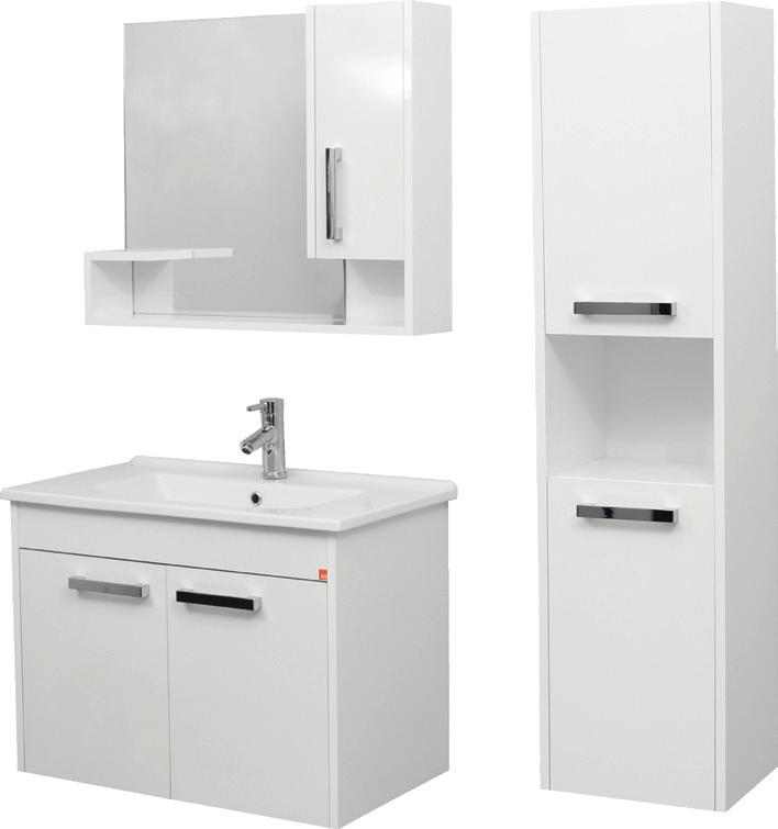 Soft Close Coffee - White Mdflam Oxy 86 cm Mirror Unit 22OX1014086E 86 cm Basin Unit 800x620x450