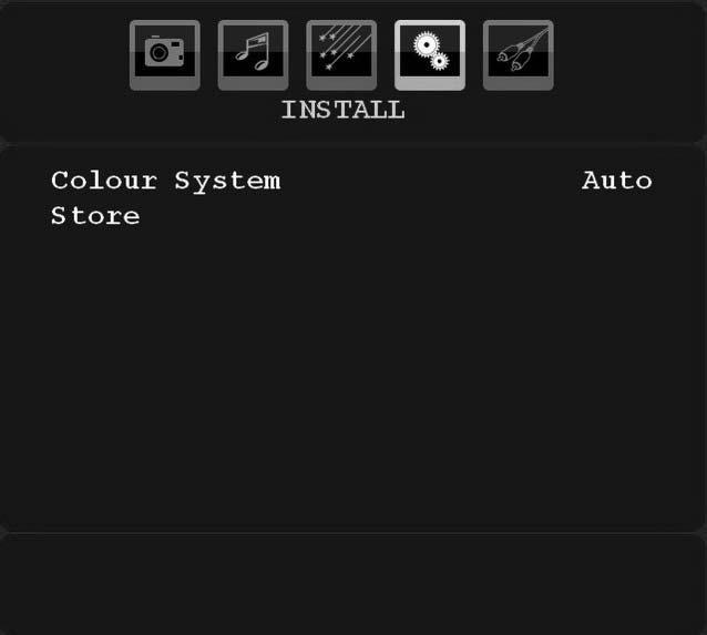 Install Menu in AV Modes The following screen appears in the install menu when the TV is in AV modes. Note that limited options will be available.