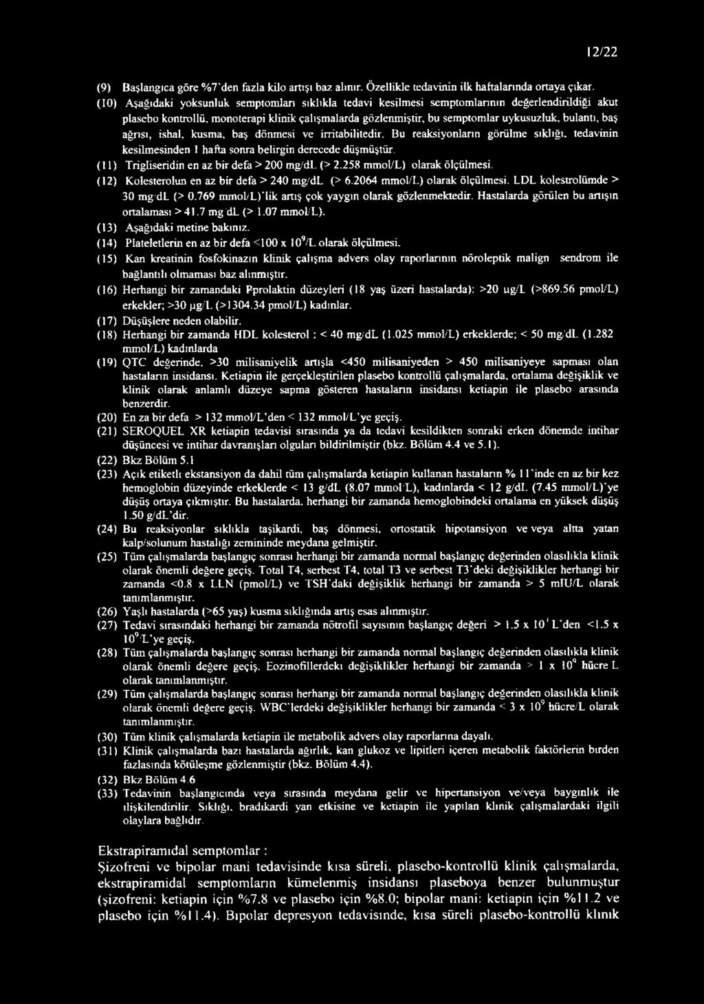 baş ağrısı, ishal, kusma, baş dönmesi ve irritabilitedir. Bu reaksiyonların görülme sıklığı, tedavinin kesilmesinden 1 hafta sonra belirgin derecede düşmüştür.