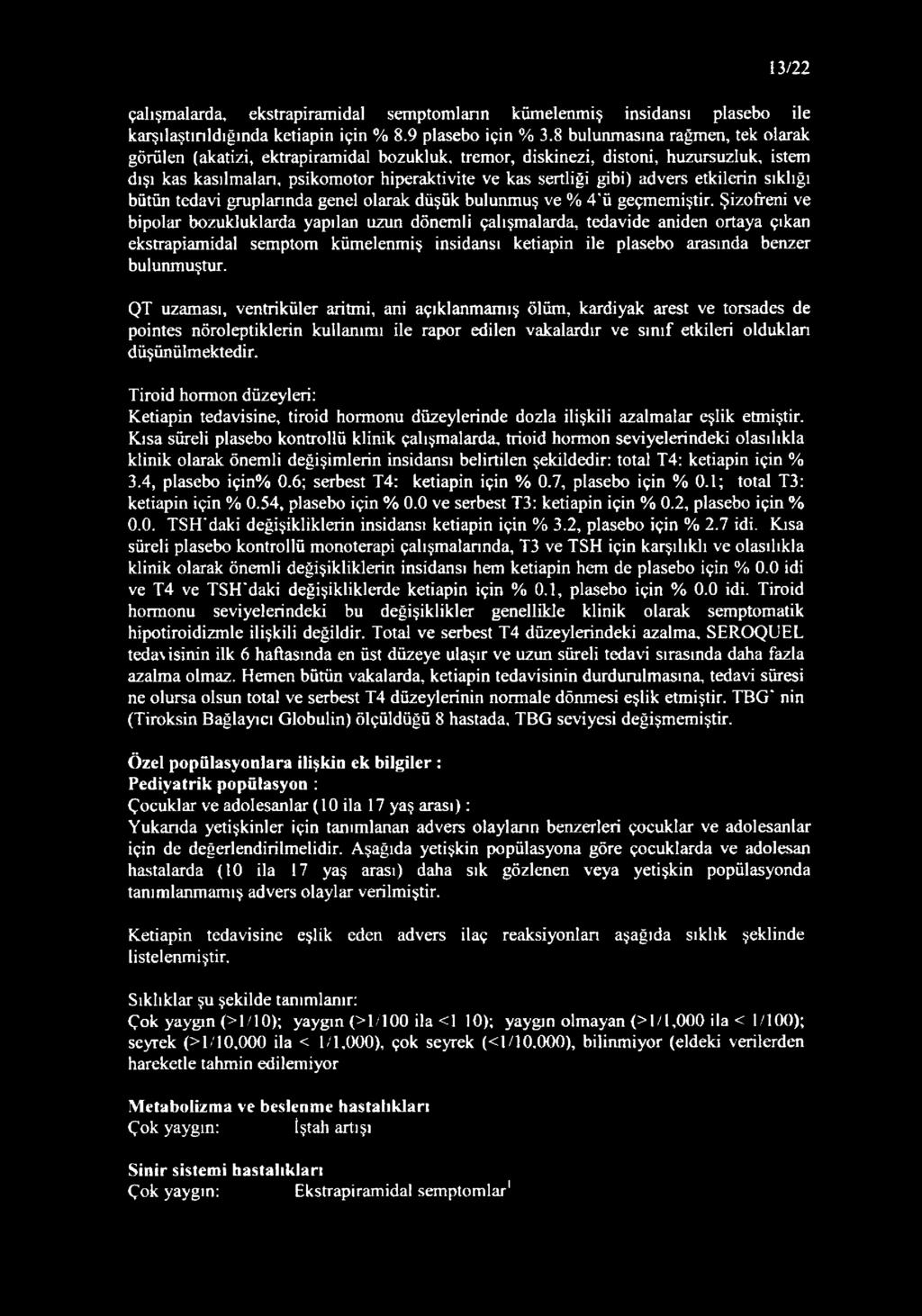 etkilerin sıklığı bütün tedavi gruplannda genel olarak düşük bulunmuş ve % 4'ü geçmemiştir.