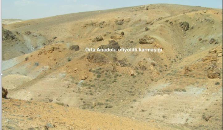 Orta Anadolu Kristalen Kompleksi Temeldeki birimleri sıcak dokanaklarla kesen, Orta Anadolu granitoyidlerinden oluşan kristalen kayalar Okyanus içi bir dalma-batma zonuyla ilgili olarak gelişmiş
