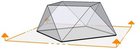 108 Kare tabanlı kübaktahedronun geçici yapı kullanımına adaptasyonu Kare taban üzerine oturtulmuş kübaktahedron yatay