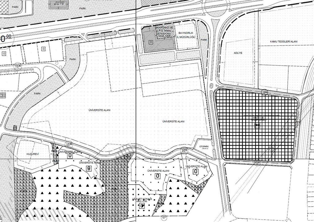 Uygulama İmar Planı Planlama alanında 1/1000 ölçekli uygulama imar planında üniversite alanı ve Park alanı