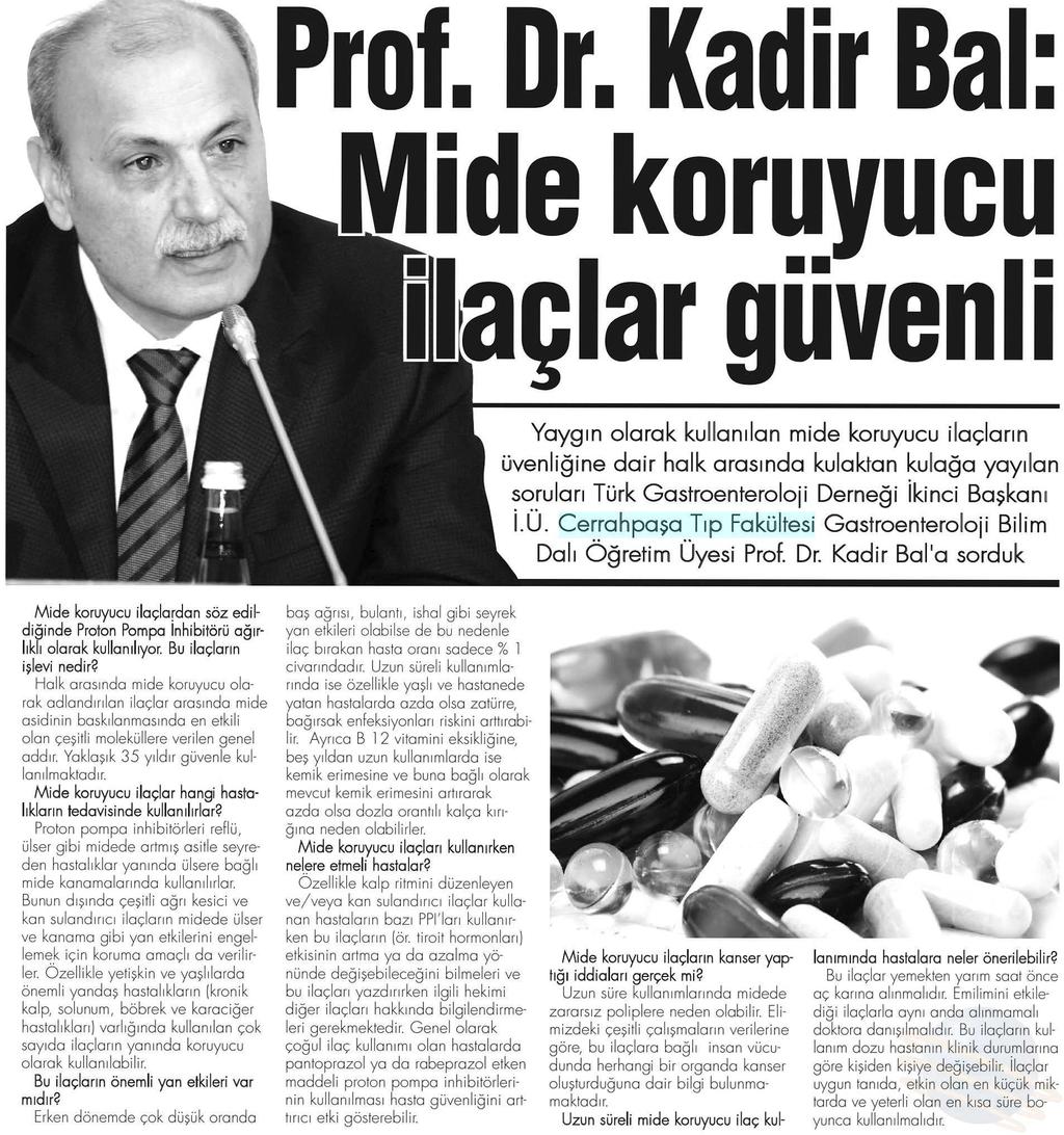 PROF DR KADIR BAL MIDE KORUYUCU ILAÇLAR GÜVENLI Yayın Adı : Bizim