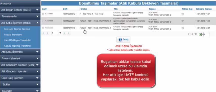 Geri Kazanım Tesisi / Geçici Depolama Alanı Atık Kabul İşlemleri Her Atık