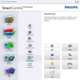 SmartImage Kullanıcının içeriğe bağlı olarak daha iyi ekran görüntüsü sağlaması için ayarı değiştirmesine olanak sağlar.