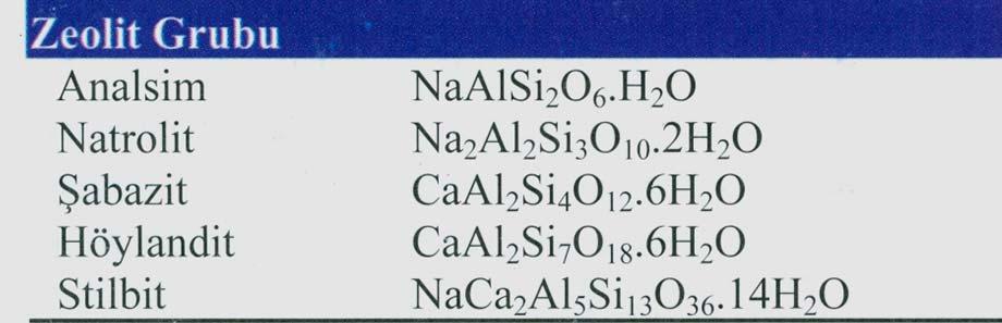 Na, Ca ve K zayıf bağlarla bağlanmış olarak yer almasıdır.