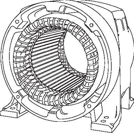 Alternatif akım motorunun tatoru izole edilmiş tellerin yerleştirildiği oyuklu ilindirden meydana gelir (Şekil 2.5) [1]. ġekil 2-5 : Sincap kafeli motorun tatoru [1] 2.3.