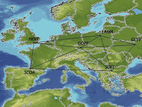 Global Bir Ağda Gps/Glonass, Gps Ve Glonass Sonuçlarının Karşılaştırılması 31 RINEX GPS/GLONASS Yörüngeler IGS SON Kod Değerlendirmesi Baların Oluşturulması Şekil 1. Test ağı. Figure 1. Test network.