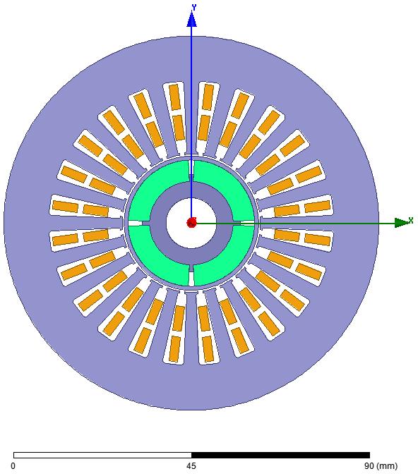 123 Şekil 6.21. Yüksek hızlı generatör RMxprt modeli Şekil 6.21. parametreleri girilen nihai jeneratörün analizinin yapıldığı RMxprt model şekli gösterilmiştir.