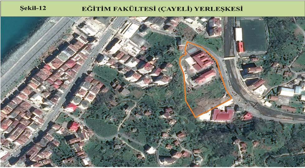 Çayeli ilçesinde mülkiyeti özel idareye ait 7.198,48 m 2 hazineye ait 4.961 m 2 alan ile üniversitemize ait 18.937,71 m 2 olmak üzere toplam 31.