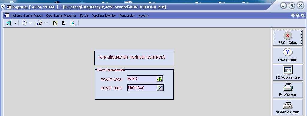 Muhasebe Modülünde Mizan Değerlerinin Đstenilen Döviz Tipi ve Döviz Koduna Göre Alınabilmesi Đçin Đlgili Tarihlerde Kur Olup Olmadığının Kontrolünün Yapılması Farklı_dvz_mizan.