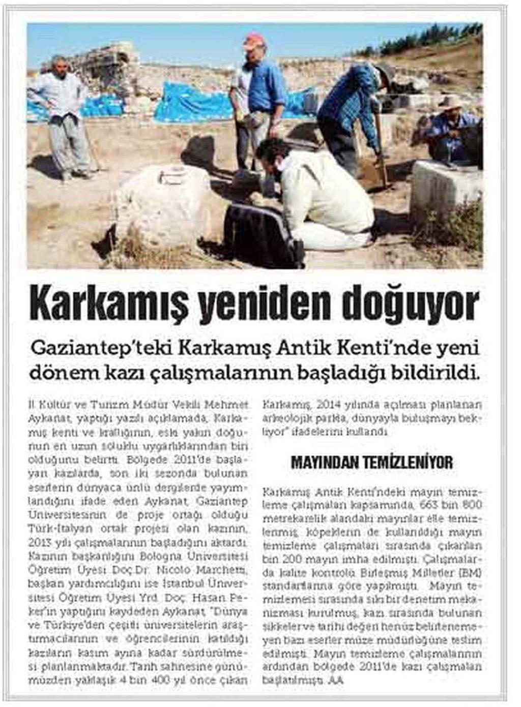 KARKAMIS YENIDEN DOGUYOR Yayın Adı : Gaziantep Günes Sayfa : 7 Tarih