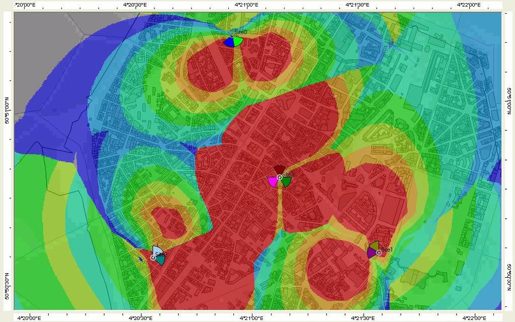 Şekil 5.4 : Bina dışı AAS siz C/(I+N) DL seviyesi benzetimi (Ölç.: 1/10,000). Dördüncüsü AAS in aktif olduğu durumda C/(I+N) seviyesine göre trafik bağımlı olma durumudur (Şekil 5.5). Çizelge 5.