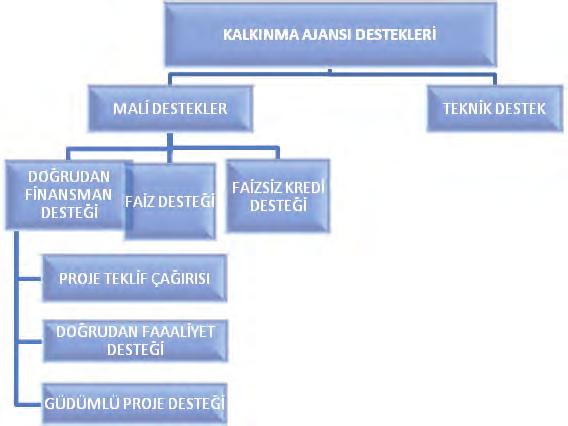 26. TÜRKİYE MALİYE SEMPOZYUMU URFA Şekil 4: Kalkınma Ajansları Destek Türleri Başvuru rehberinde özel olarak belirtilmekle beraber aşağıdakiler proje teklif çağrısı yöntemiyle Ajanslardan destek