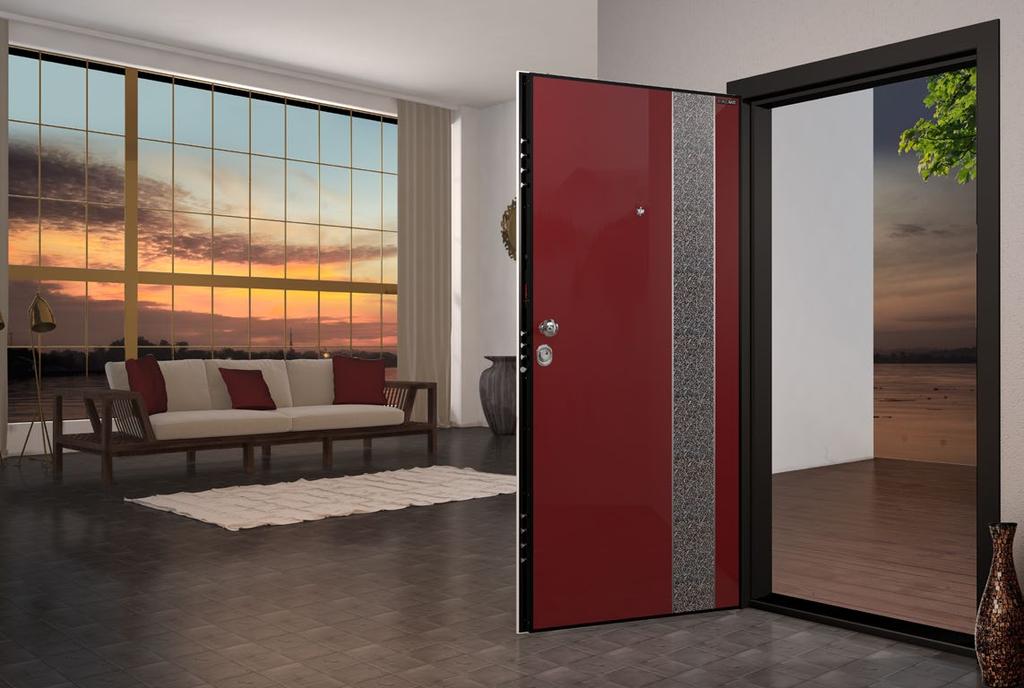 LAMINART SERIES / R725 HG Bordo Gümüş HG Claret Red Silver Kanat ön yüz özel tasarım 8 mm Mdf üzerine çift renk high gloss laminat kaplama.