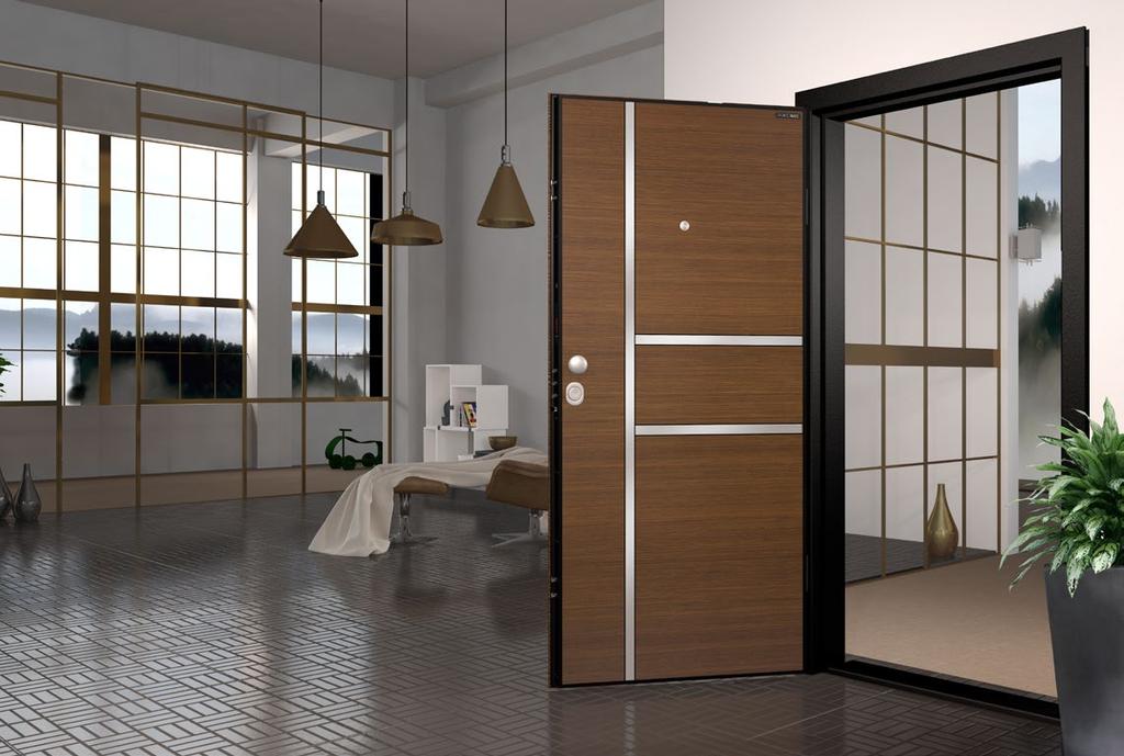 LAMINOX SERIES / L212 Bergama Ceviz Bergama Walnut Kanat ön yüz özel tasarım 8 mm Mdflam üzerine inox kaplama.