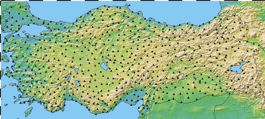 Derece nokta sayısı: yaklasık 55000; I., II. ve III. Derece nokta sıklıgı: 13 km2/noktadır. Şekil 3.