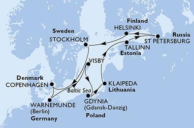 MSC ORCHESTRA ile KUZEY AVRUPA 19 AĞUSTOS 2018 ( 11 gece 12 gün ) Tarih Liman Varış Hareket İstanbul-Hamburg, THY-TK1661 tarifeli sefer ile uçuş, Warnemunde limanına transfer.