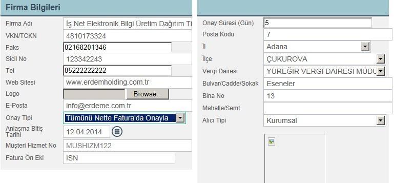 1 Firma Bilgileri : Fatura alma veya verme işlemlerinde kullanılan firmalara ait bilgilerinin girildiği kısımdır. 2 Banka Bilgileri: Tüm banka ve şubeler listelenir.