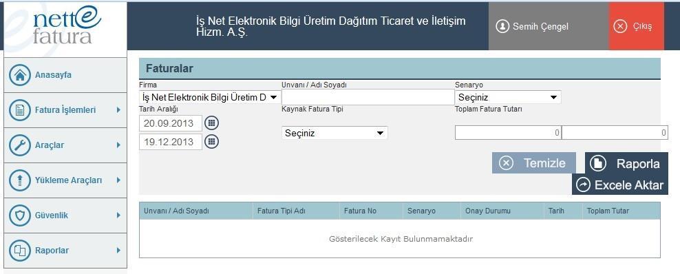 9 Kaynak Fatura Tipi: Bu alanda kullanıcının fatura kaynak tipi belirtmesi istenir.seçimi zorunlu değildir.gerekli kaynak fatura tipi elde var ise buradan ilgili alanseçilir 30.