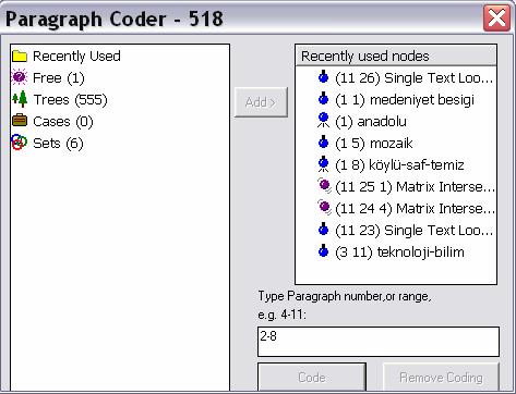 3- Sağ tarafta son kullanılan on node un listesi bulunur.