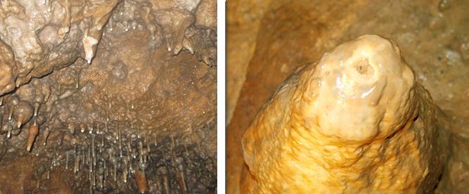 Sarkıt ve dikitlerin gelişimi sonucu birleşmeler gerçekleşebilir. Böylece mağaranın tabanından tavanına uzanan ve sütun adı verilen yapılar oluşabilir.