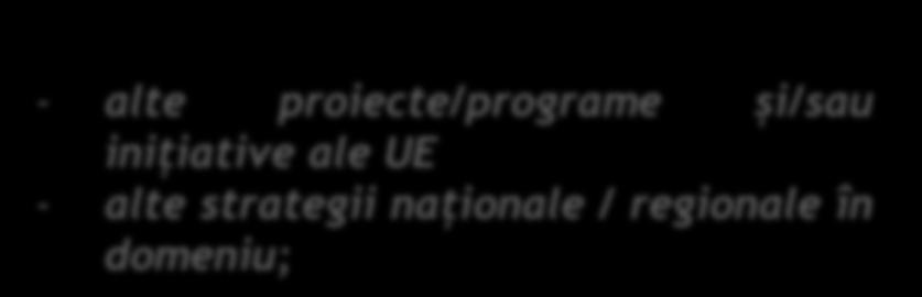 inițiative ale UE - alte strategii naționale / regionale în domeniu;