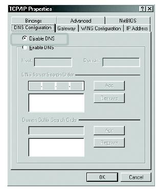 5. [DNS Configuration] menüsünden Disable DNS seçeneğini seçin.(şekil 4) 6. [Gateway] menüsünü seçiniz ve hiçbir gateway seçeneğinin işaretlenmediğinden emin olunuz.