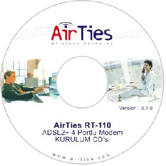 AirTies RT-110 ADSL2+ 4 Portlu Modem 2. Regüleli Güç adaptörü ve güç kablosu 3.