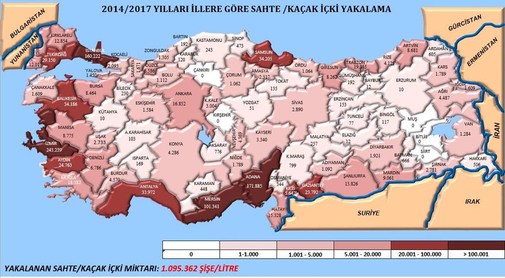 İllere Göre Sahte / Kaçak İçki