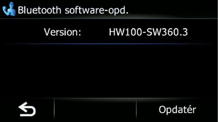 Anvisninger om opgradering 7. Vent, indtil opgraderingsprocessen er afsluttet. 4. Tryk på [Indstill.]. Skærmen Bluetooth-indstillinger vises. 5. Tryk på [Bluetooth software-opd.]. Den aktuelle version vises.