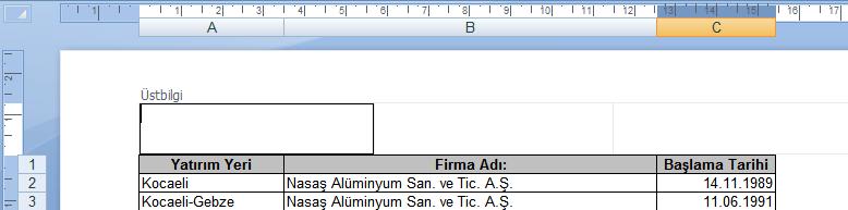 Dosya Adı: Bulunulan dosyanın adını ekler. Sayfa Adı: Bulunulan çalışma sayfasının adını ekler. Resim: İstenen bir resmi ekler. Bu alanda eklenmek istenen seçeneğe tıklamak yeterlidir.