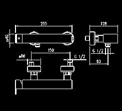 armatürü Aks mesafesi 150 +/- 25 ø 1/2 bağlantı noktası