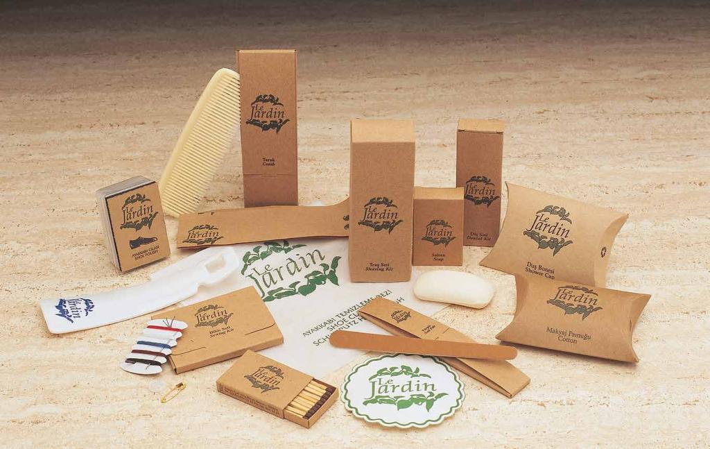 Environment-Friendly Solutions Product List Soap 40 gr / Dental Kit / Shaving Kit / Cotton Disk / Comb / Sewing Kit / Shower Cap / Nail File / Shoe Polish Sponge / Glass Coaster / Matchbox / Sanitary