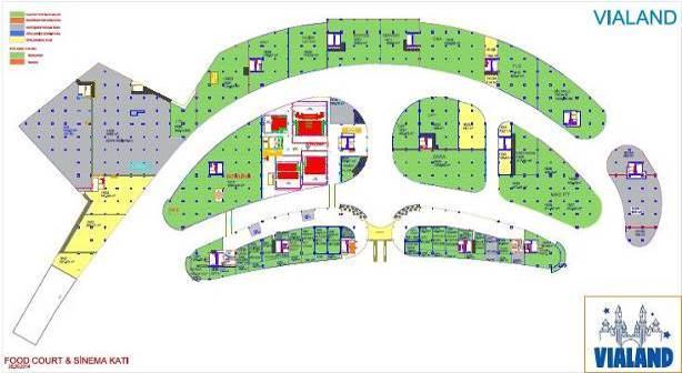 947 TERAS ALANI, m² : 730 Resim 11. A.V.M Bloğu 1. Normal Kat (Food Court) Planı Tablo.