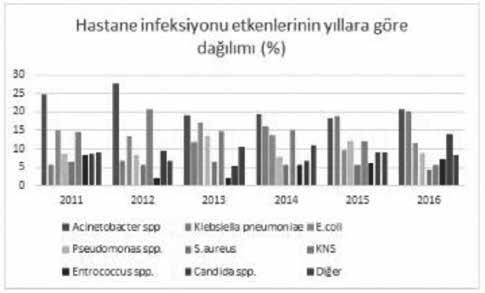 Yöntem Hastanemizde 1 Ocak 2011-1 Ocak 2017 tarihleri arasında İnfeksiyon kontrol komitesi tarafından laboratuvara ve kliniğe dayalı aktif sürveyans ile belirlenen ve Türkiye Halk Sağlığı Kurumu
